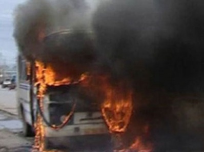 На «трассе смерти» сгорел автобус