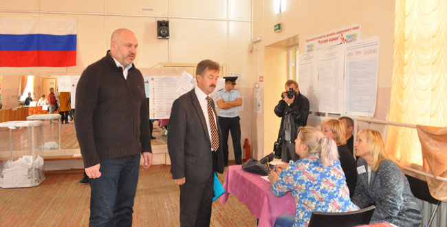 Сергей Шаль и Владимир Бисеров на дне голосования 18 сентября